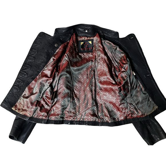 Sardar London Leather Jacket Womens Small Black Double Breasted Military England - Picture 6 of 16